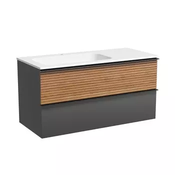 Тумба с раковиной Sancos Delta 100 L подвесная, дуб красный/графит