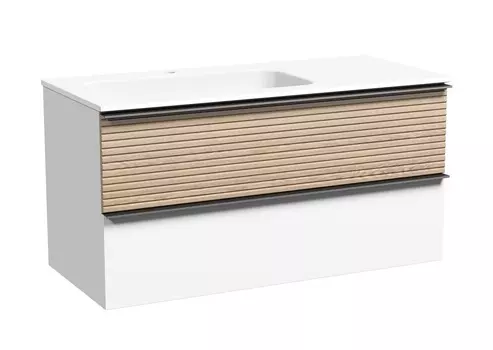 Тумба с раковиной Sancos Delta 100 L подвесная, дуб светлый/белый