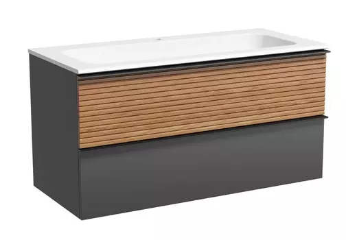 Тумба с раковиной Sancos Delta 100 подвесная, дуб красный/графит