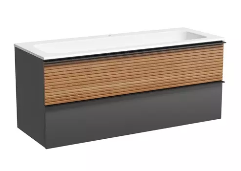 Тумба с раковиной Sancos Delta 120 подвесная, дуб красный/графит