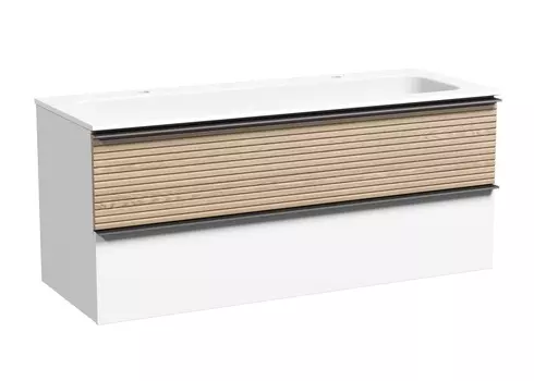 Тумба с раковиной Sancos Delta 120 подвесная, дуб светлый/белый