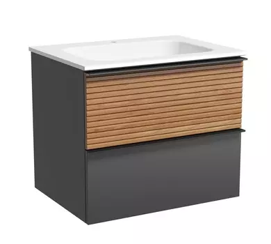 Тумба с раковиной Sancos Delta 60 подвесная, дуб красный/графит