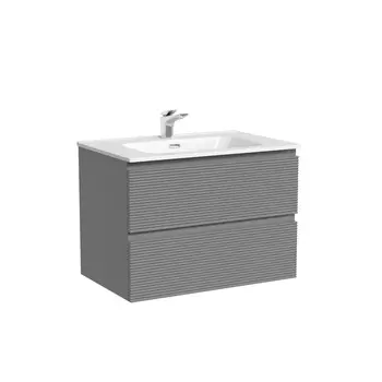 Тумба с раковиной Sancos Folk 70 подвесная, 2 ящика, Ergraut soft (раковина CN7007)