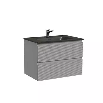 Тумба с раковиной Sancos Folk 70 подвесная, 2 ящика, Ergraut soft (раковина CN7007MB)