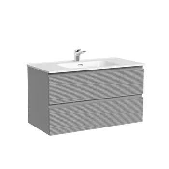 Тумба с раковиной Sancos Folk 90 подвесная, 2 ящика, Ergraut soft (раковина CN7002)