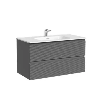 Тумба с раковиной Sancos Folk 90 подвесная, 2 ящика, Grey soft (раковина CN7002)