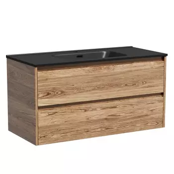 Тумба с раковиной Sancos Libra 100 подвесная, дуб чарльстон (раковина CN7003MB)