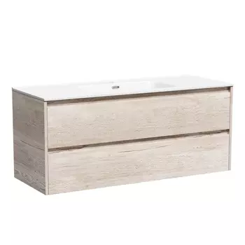 Тумба с раковиной Sancos Libra 120-1 подвесная, дуб галифакс натуральный (раковина CN7006)