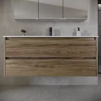 Тумба с раковиной Sancos Libra 120-1 подвесная, дуб чарльстон (раковина CN7006)