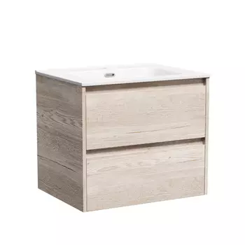 Тумба с раковиной Sancos Libra 60 подвесная, дуб галифакс натуральный (раковина CN7001)