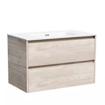 Тумба с раковиной Sancos Libra 80 подвесная, дуб галифакс натуральный (раковина CN7005)