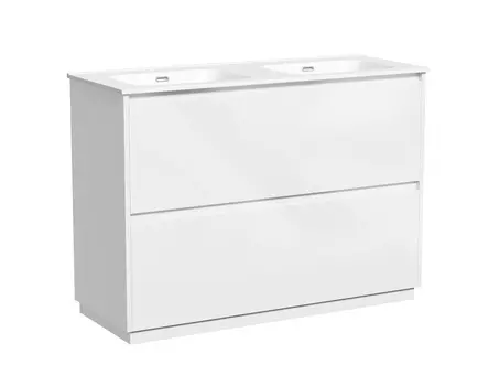 Тумба с раковиной Sancos Libra Floor 120 напольная, под двойную раковину, белый глянец (раковина CN7004)