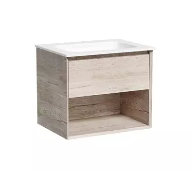 Тумба с раковиной Sancos Marmi 1.0 60 подвесная, дуб галифакс натуральный