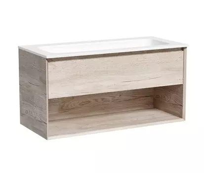 Тумба с раковиной Sancos Marmi 1.0 100 подвесная, дуб галифакс натуральный