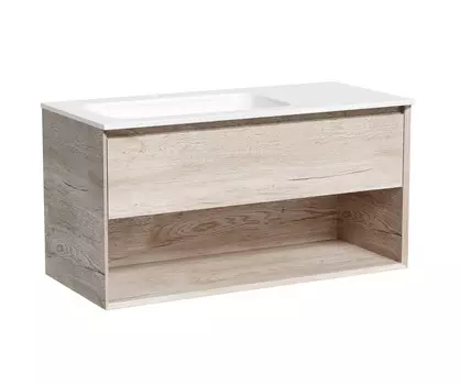 Тумба с раковиной Sancos Marmi 1.0 100 L подвесная, дуб галифакс натуральный