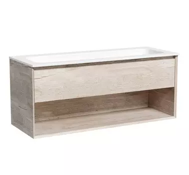 Тумба с раковиной Sancos Marmi 1.0 120 подвесная, дуб галифакс натуральный (раковина Element CN7017)