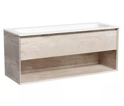 Тумба с раковиной Sancos Marmi 1.0 120 подвесная, дуб галифакс натуральный (раковина Element CN7016)