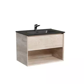 Тумба с раковиной Sancos Marmi 1.0 70 подвесная, 1 ящик, открытая ниша, дуб галифакс натуральный (раковина CN7007MB)