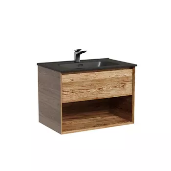 Тумба с раковиной Sancos Marmi 1.0 70 подвесная, 1 ящик, открытая ниша, дуб чарльстон (раковина CN7007MB)