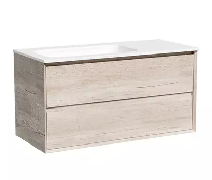 Тумба с раковиной Sancos Marmi 2.0 100 L подвесная, дуб галифакс натуральный