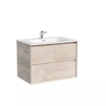 Тумба с раковиной Sancos Marmi 2.0 70 подвесная, 2 ящика, дуб галифакс натуральный (раковина CN7007)