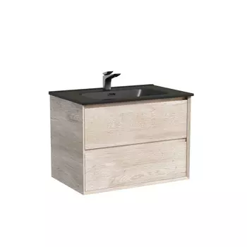 Тумба с раковиной Sancos Marmi 2.0 70 подвесная, 2 ящика, дуб галифакс натуральный (раковина CN7007MB)