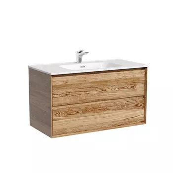 Тумба с раковиной Sancos Marmi 2.0 90 подвесная, 2 ящика, дуб чарльстон (раковина CN7002)