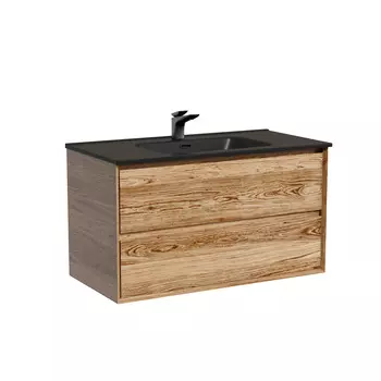 Тумба с раковиной Sancos Marmi 2.0 90 подвесная, 2 ящика, дуб чарльстон (раковина СN7002MB)