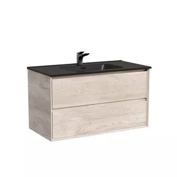 Тумба с раковиной Sancos Marmi 2.0 90 подвесная, 2 ящика, дуб галифакс натуральный (раковина СN7002MB)