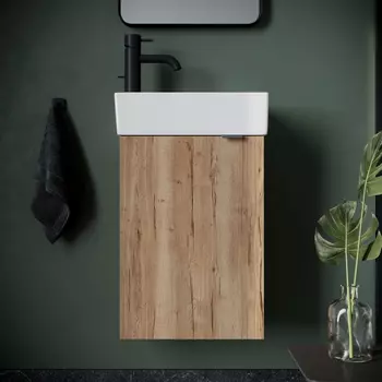 Тумба с раковиной Sancos Mini 35 L подвесная, дуб галифакс натуральный