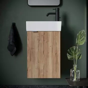 Тумба с раковиной Sancos Mini 35 R подвесная, дуб галифакс натуральный