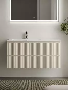 Тумба с раковиной Sancos Snob R 100 100 SNR100LCE левая, 2 ящика, Beige Soft