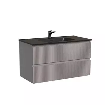 Тумба с раковиной Sancos Snob R 90 подвесная, 2 ящика, Doha Soft (раковина СN7002MB)