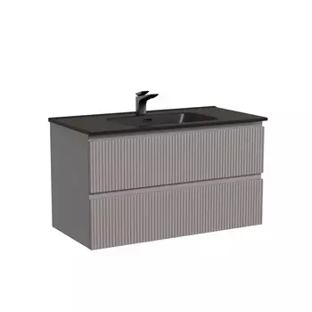 Тумба с раковиной Sancos Snob T 90 подвесная, 2 ящика, Doha Soft (раковина СN7002MB)