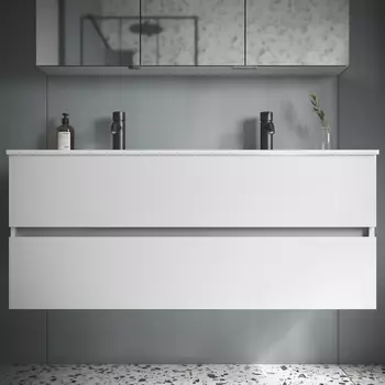 Тумба с раковиной Sancos Urban 120-2 подвесная, белый глянец (раковина CN7004)