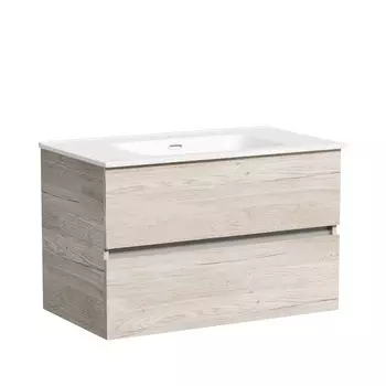 Тумба с раковиной Sancos Urban 80 подвесная, дуб галифакс натуральный (раковина CN7005)