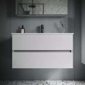 Тумба с раковиной Sancos Urban 90 подвесная, белый глянец (раковина CN7002)