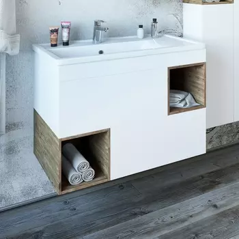 Тумба с раковиной Sanflor Даллас 80 дуб рустикальный, подвесная