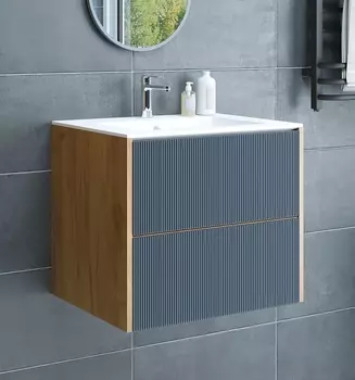 Тумба с раковиной Sanflor Диана 65 дуб канзас графит (раковина Kerama Marazzi Piano 65)