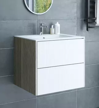 Тумба с раковиной Sanflor Диана 65 дуб шерман белый (раковина Kerama Marazzi Piano 65)