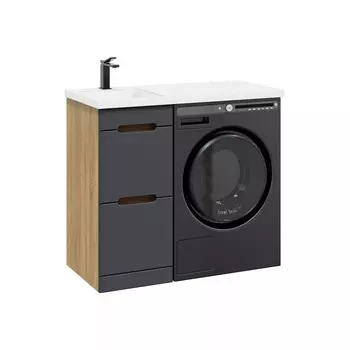 Тумба с раковиной SanStar Darko 40 напольная, дуб вотан/графит софт (раковина Даллас 100 L)