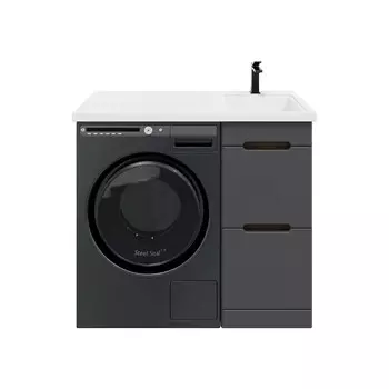 Тумба с раковиной SanStar Darko 40 напольная, дуб вотан/графит софт (раковина Даллас 100 R)