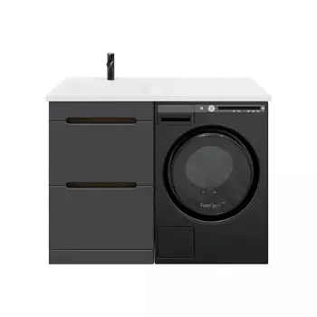 Тумба с раковиной SanStar Darko 50 напольная, дуб вотан/графит софт (раковина Даллас 110 L)