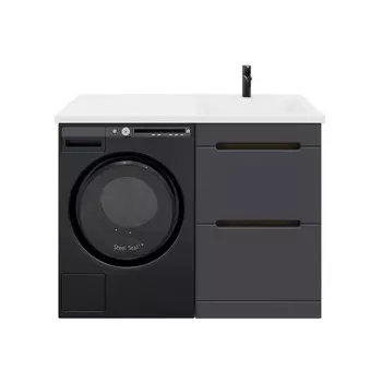 Тумба с раковиной SanStar Darko 60 напольная, дуб вотан/графит софт (раковина Даллас 120 R)