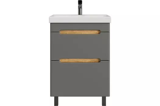 Тумба с раковиной SanStar Diva 50 напольная, дуб вотан/графит софт (раковина Moduo 50)