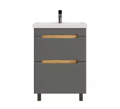 Тумба с раковиной SanStar Diva 50 напольная, дуб вотан/графит софт (раковина Фостер 50)