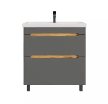 Тумба с раковиной SanStar Diva 70 напольная, дуб вотан/графит софт (раковина Фостер 70)