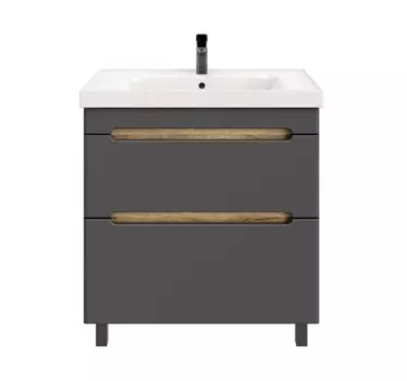 Тумба с раковиной SanStar Diva 70 напольная, дуб вотан/графит софт (раковина Грейс 70)