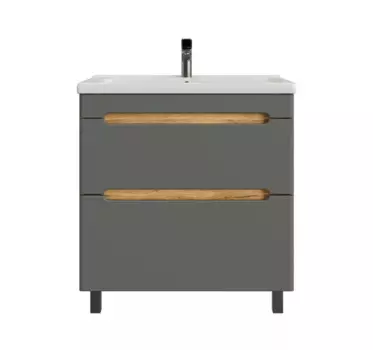 Тумба с раковиной SanStar Diva 70 напольная, дуб вотан/графит софт (раковина Миранда 70)