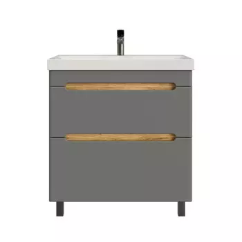 Тумба с раковиной SanStar Diva 80 напольная, дуб вотан/графит софт (раковина Moduo 80)